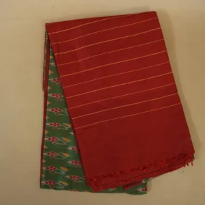 Multicolor Ikat Silk Saree with Maroon Border